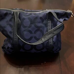 Coach Blue Shoulder Bag with Signature Monogram
